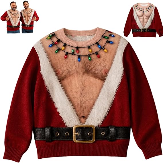 Funny Christmas Santa ShirtHilarious Ugly Christmas Sweater for Men