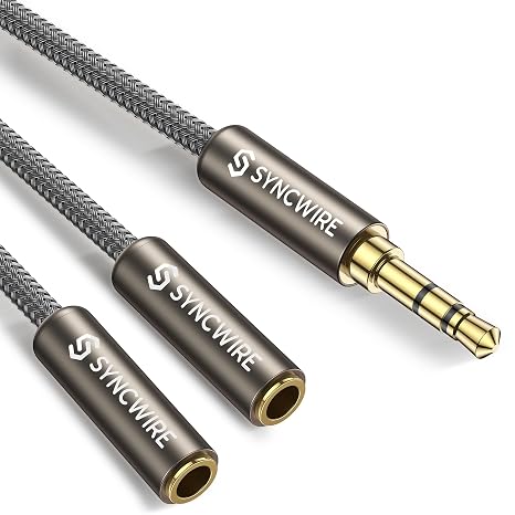 SYNCWIRE Headphone Splitter, 3.5mm Male to 2 Female Y Cable, Gold Brown
