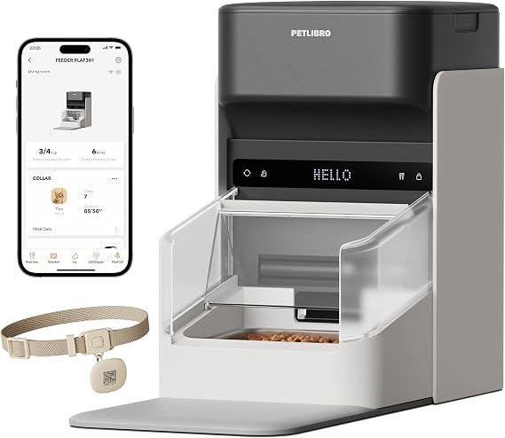 PETLIBRO RFID Automatic Cat Feeder, Collar Tag-Activated Personalized Meals, 5G&2.4G Wi-Fi Programmable Cat Food Dispenser with Cats Recognition & Diet Tracking for Multi-Pet Homes and Different Diets
