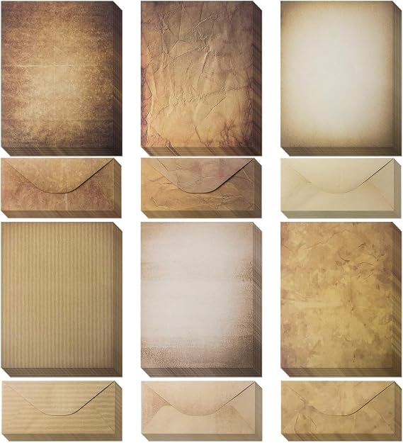 48 Aged Paper with 48 Vintage Envelopes