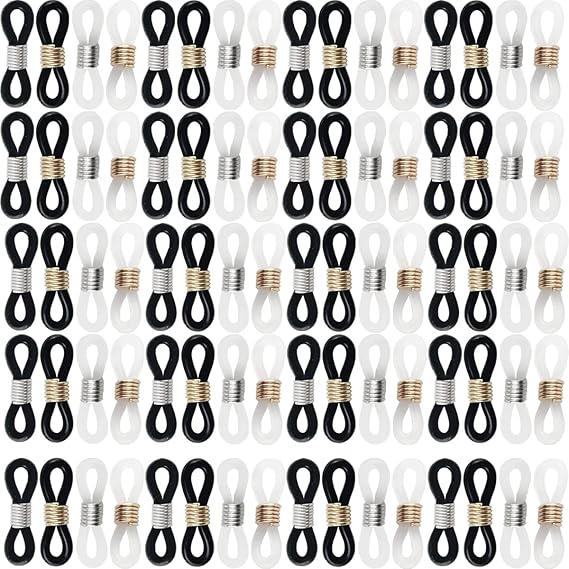 NSBELL 300PCS Eyeglasses Chain Ends Anti Slip Silicone Spring Rubber Connector Holder Retainer for Eyeglass Sunglasses Necklace Chain Eyeglass Chain Loop Holder Silicone Eyeglass Connector