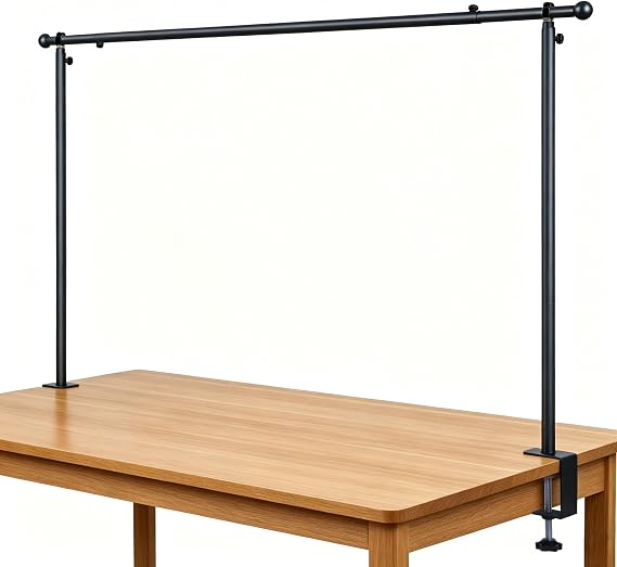 Over Table Display Bar with Clamps, Black, 250cm | Adjustable Metal Arch Stand Frame, Wedding/Christmas/Birthday Decoration Hanging Rail, Backdrop/Banner Rod