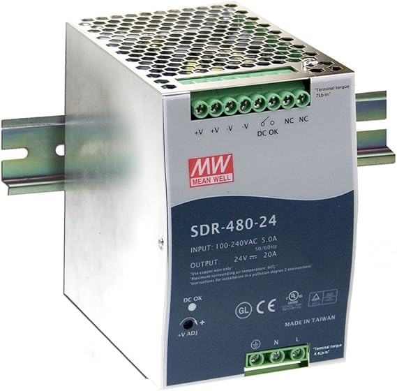 MW Mean Well SDR-480-24 24V 20A DIN Rail Power Supplies