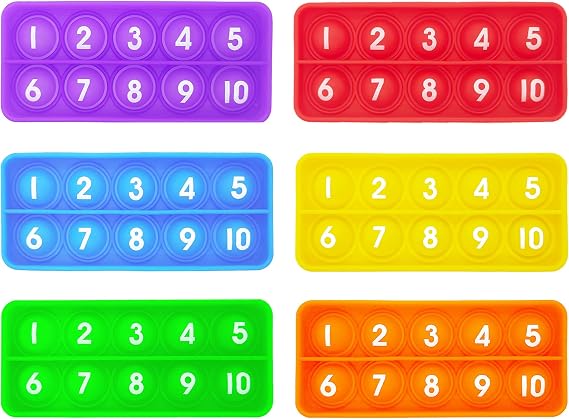 Ten Frame Pop Board, Fidgets for Classroom, Quiet Sensory Toys Bubble Poppers, Pop for Counting Math, Focus Tools for Kids, Montessori Educational Toy Gift for Kindergarten (Set of 6)