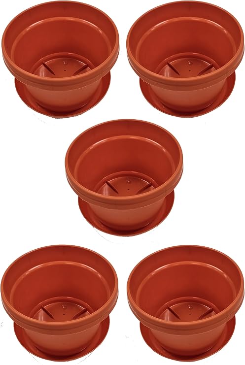 Plastic Flower Pot with Saucer over 6 inch