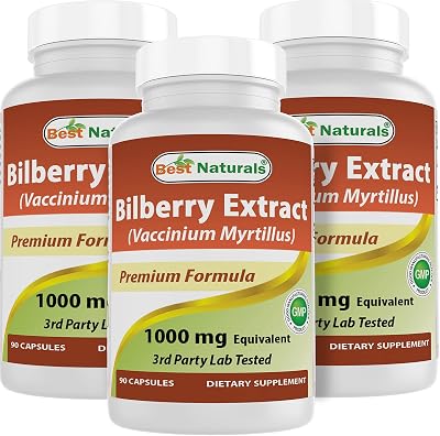 Best Naturals Bilberry 1000 Mg 90 Capsules 90 Count Pack of 3