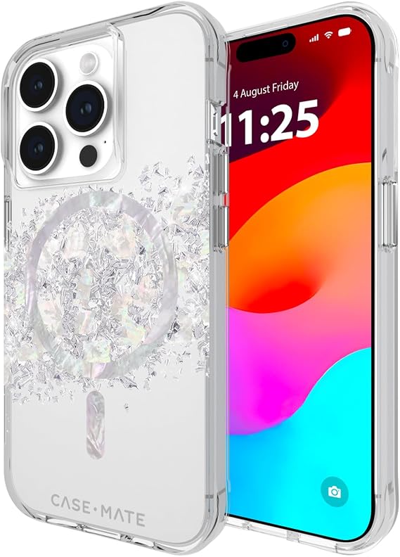 Case-Mate iPhone 15 Pro Case - MagSafe Phone Case - Touch of Pearl | Compatible with MagSafe - Stylish Mother of Pearl Phone Case with 12ft Drop Protection - Magnetic Cover for iPhone 15 Pro