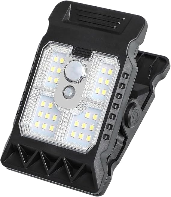 Clip On Solar Lights Outdoor Motion Sensor - Widely Uses LED Fence Light, Portable Survival Lamp | Garden Deck Lantern, Camping Garage Illumination, Gate Safety Lighting, Outdoor Home Security