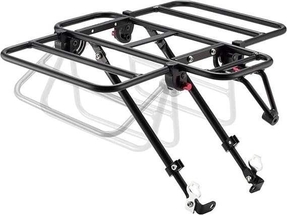 Vincita Expandable Bike Front Rack Wide Pizza Rack Flatbed Platform with Foldable Wings Fits 26" to 29" Wheels Alloy Cargo Carrier for Commuting, Grocery & Touring (Black)