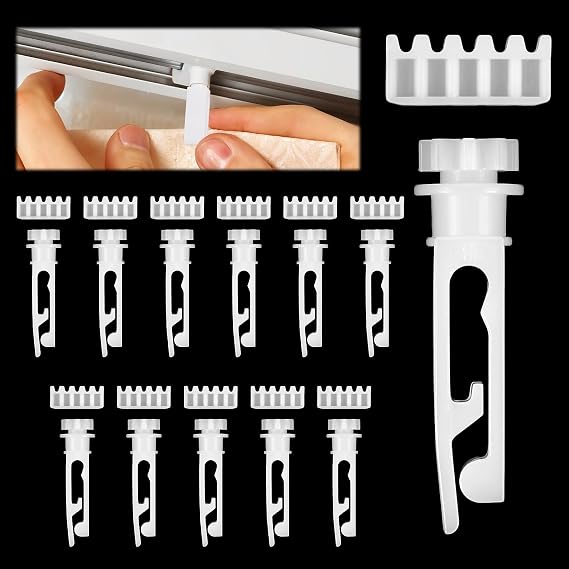 12 Sets Vertical Blinds Replacement Stem and Gear, White Vertical Blind Repair Kit Replacement Parts Carrier Stem Vertical Blinds Curtain Accessories for Headrail