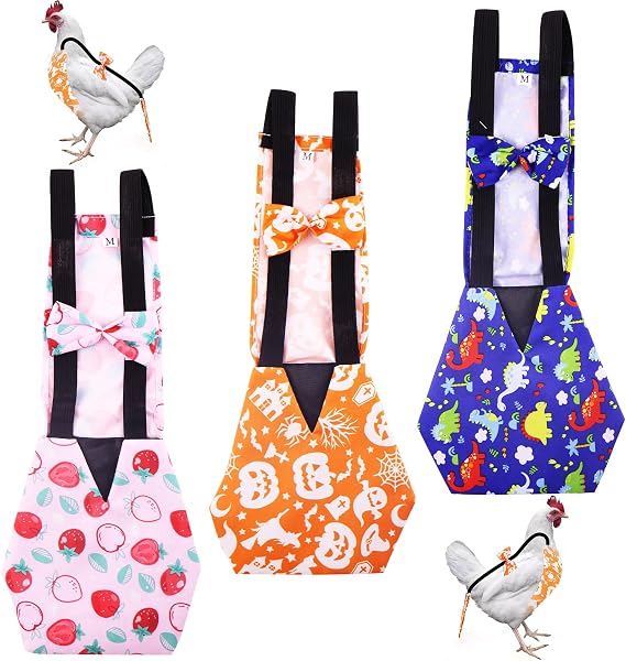 3 Pcs Chicken Diapers for Hens, Pet Duck Diapers with Bow Tie, Washable Duck Clothes & Poultry Accessories (Suitable for Chickens Weighing 1.1 to 3.3 lb)