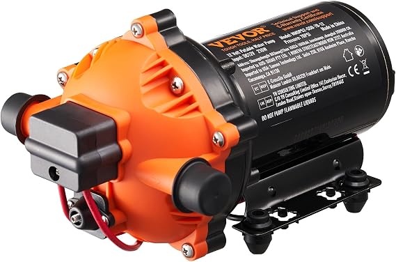 VEVOR 12V Diaphragm Pump, 5 GPM (18.93 L/min), 5-Chamber 12V DC Water Pump with Automatic Pressure Switch 40-100 PSI Adjustable, 1/2'' MNPT Port, for Agricultural Irrigation Construction Site Drainage