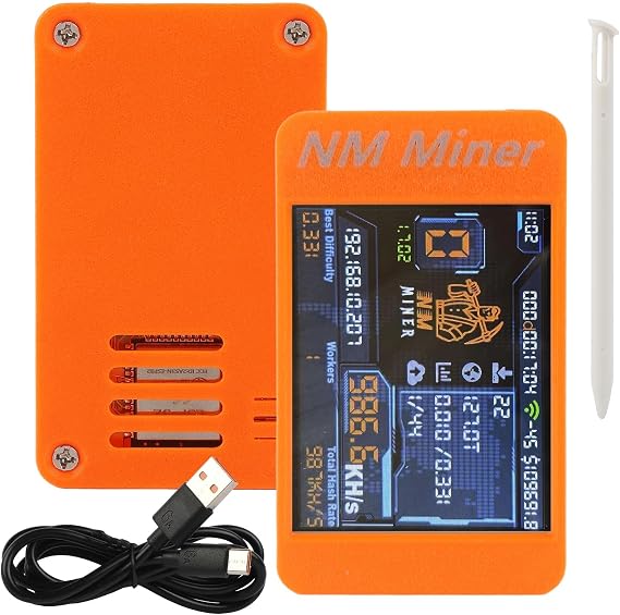 NM Miner V2 Bitcoins Miner Lucky Miner Upgrade 980kh/s 2.8 inch Color Display DIY Solo Miner Crypto Miner Home Use BTC (Orange)