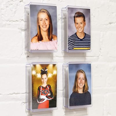 CollectorMount Photo Mount 4 Pack, Clear Picture Frames, Wall Mount or Shelf Stand, Vertical or Horizontal, 2.5 x 3.5