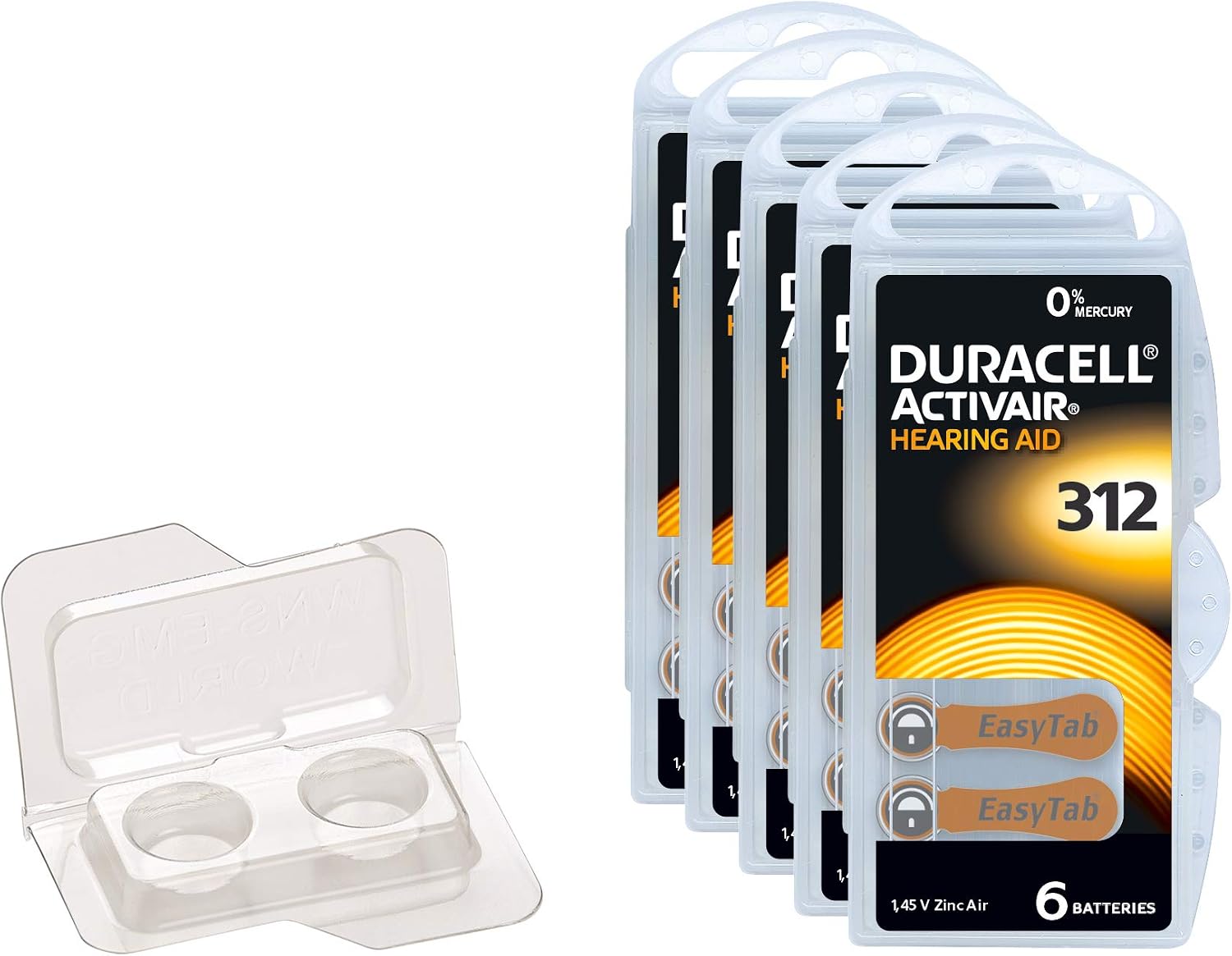 wns-emg-world Duracell Activair hearing aid battery Type 10, 13, 312 and 675 Set 3: 30x Type 312 braun 4250822700732