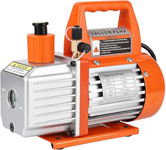 PrecisionAuto 3.5 CFM Single Stage Vacuum Pump, 1/4 HP HVAC & Auto AC Pump for r12 r22 r134a r410a r502 Refrigerants, Oil Included with Kit for Automotive AC Service & Degassing