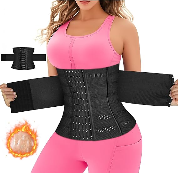 AOOWU Waist Trainer for Women Men, Adjustable Sweat Band for Stomach Weight Loss, Workout Waist Cincher Trimmer