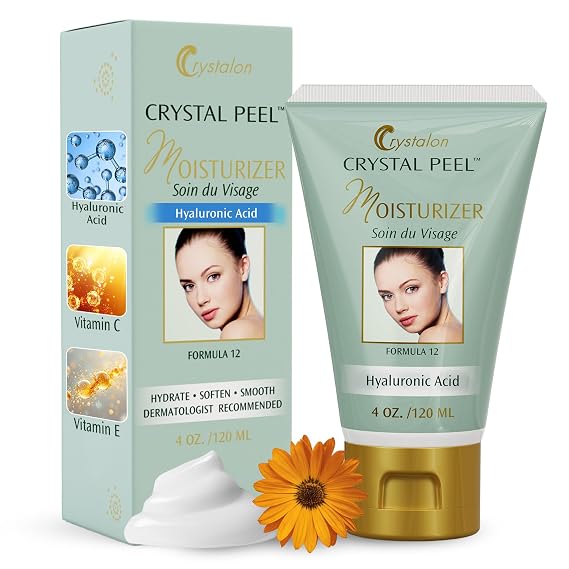 Hyaluronic Acid Moisturizer for Face, Hydrating Face Cream for Women Anti Aging Crystal Peel Daily Hyaluronic Acid Cream, Vitamin A C E Enriched, Non Comedogenic Moisturizer for Dry Skin