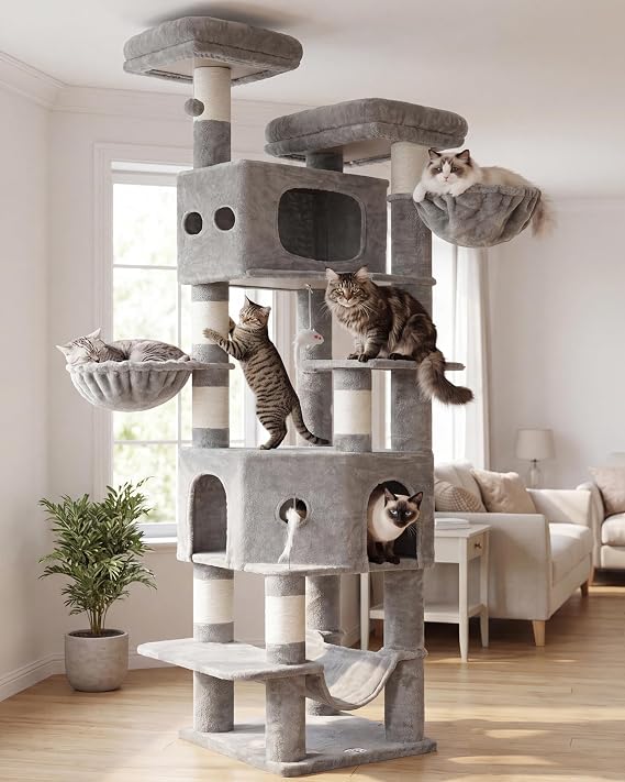 Cat Tree, 81.9" Tall Cat Tower with Space Saving Design, VCT034W