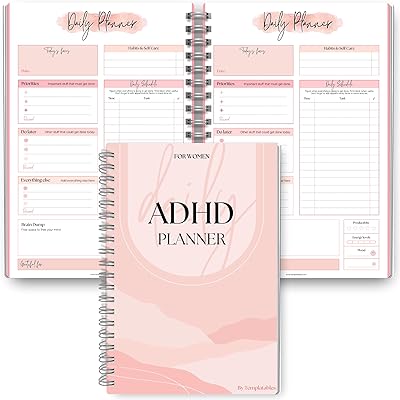 Womens ADHD Daily Planner for Neurodivergent Adults - Productivity Daily Planner & Task Management to Stay Organized and Focused | Pink