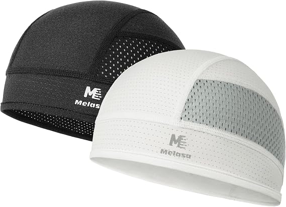MELASA 2-Pack Cooling Skull Cap, Wicking Mesh Cycling Caps Under Helmet