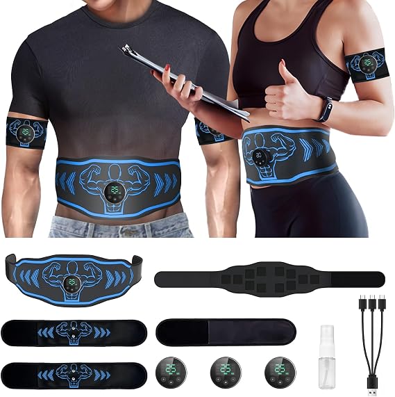 Ultimate Abs Trainer Muscle Stimulator 8 Exercise Modes 25 Intensity Levels EMS Abdominal Muscle Toner Small Portable 3 in 1 Charging Tactical X Abs Training Stimulator Machine for Unisex