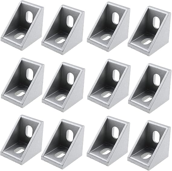12pcs Aluminum Profile Corner Bracket 3030 Series L Shape Right Angle Connector 24mm x 30mm L Connector Bracket Fastener for Standard 8mm Slot Aluminum Extrusion Profile