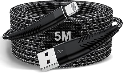 Extra Long iPhone Charger Cable 16ft5M, Apple MFi Certified Lightning Cable 15ft, Fast Charging Nylon Braided Charging Cord for Apple iPhone 14 Pro Max1413Pro12 Mini11XXSXR8 Plus765iPad