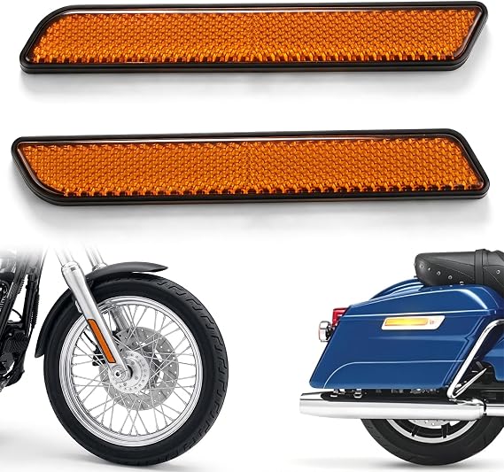 Front Fork Saddle Bag Side Reflector for Touring Street Road King 2014-2024