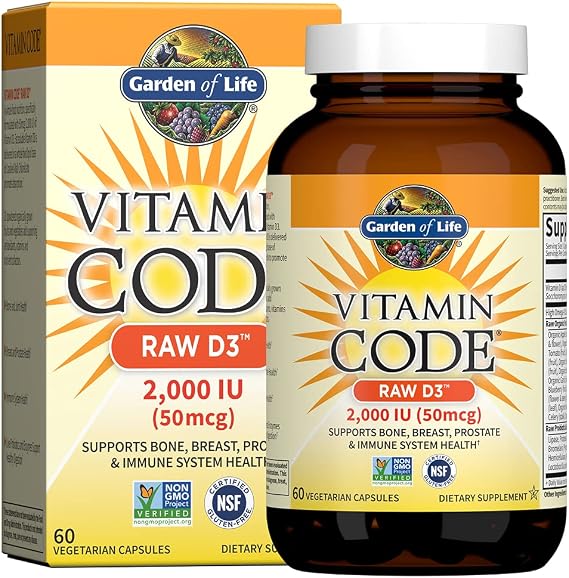 Garden of Life Vitamin Code Raw D3 Whole Food Vitamin, 60 Capsules