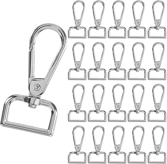 20Pcs D Ring Lobster Claw Clasps for Keychains, Metal Lobster Claw Clasps Swivel Trigger Snap Hooks for D Ring Keychain Making Kit DIY Crafts Lanyard Making, Purse Hardware Accessories, 0.5in Silver