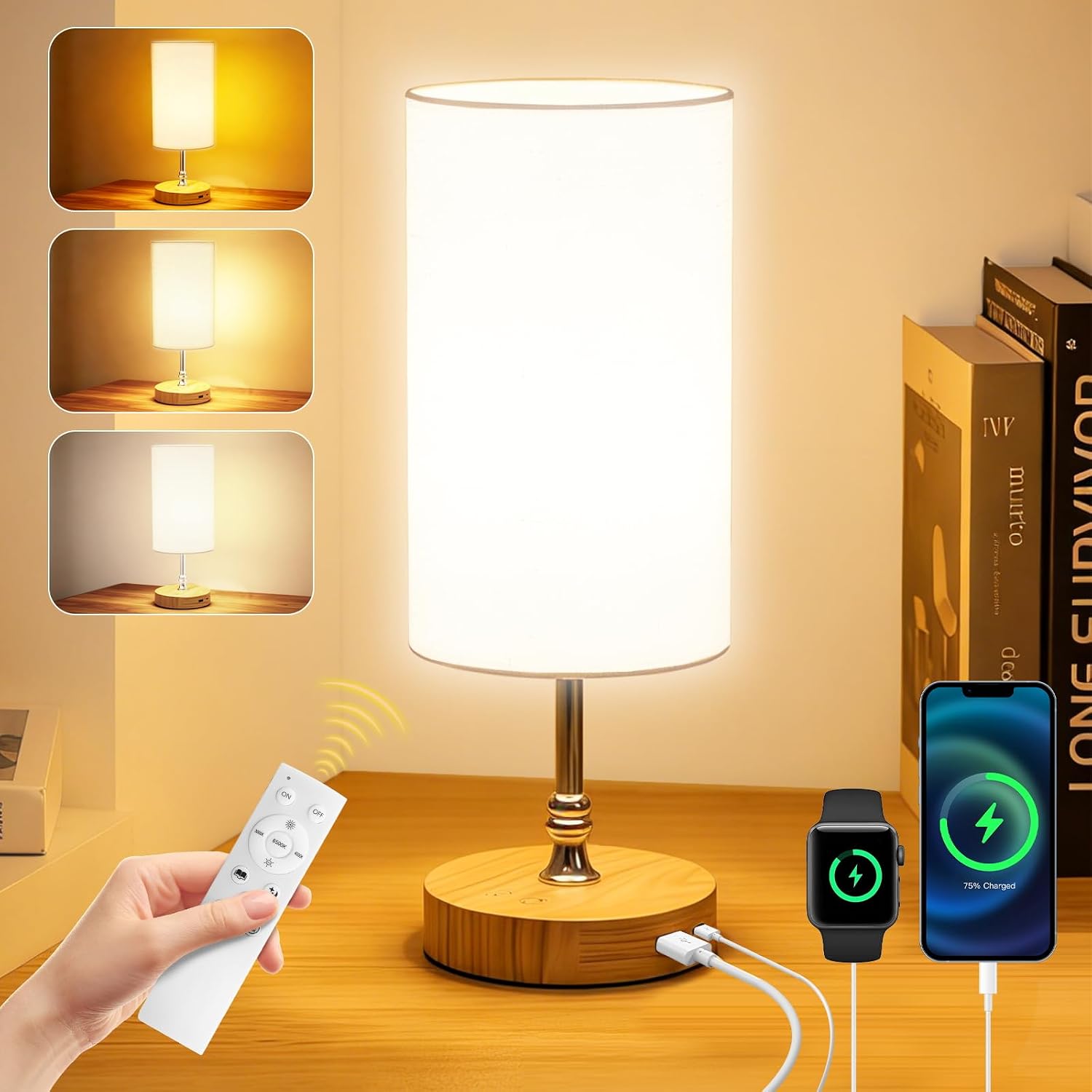 10000 Lux Tageslichtlampe mit Fernbedienung Stufenlose Dimmung und Farbtemperaturanpassung mit Memory Funktion- und Timerfunktionen Flimmerfreie und UV-freie 360°-Rundumbeleuchtung [Energieklasse D]