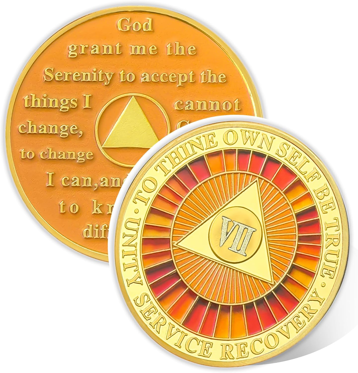True to Self 7 Year Sobriety Coin, Affirmation AA Chips, Addiction Recovery Seven Years Sober Medallions, Celebrating Anniversary Token, Alcoholics Anonymous Sobriety Gifts for Men Women