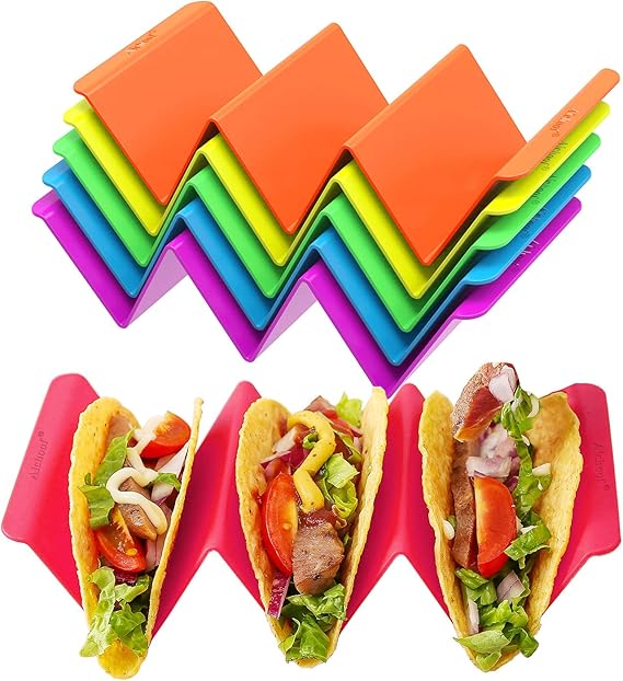 Aichoof Colorful Taco Holder Stands Set of 6, Large Taco Trays