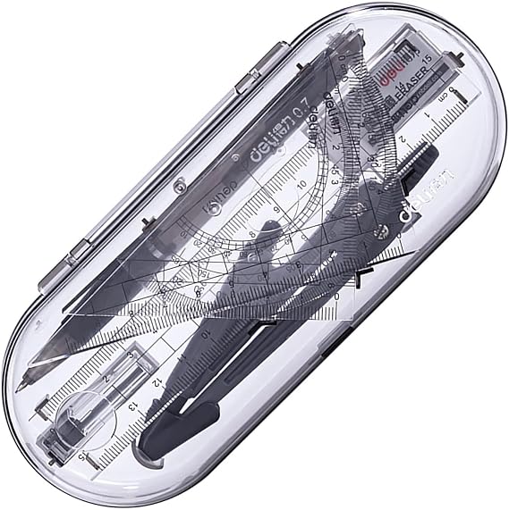 Compass Geometry Tool Protractor and Compass Geometry Set Kit Drawing Compass Math Metal Compass Drafting Tools with Carry Box for Geometry Measuring Drafting School Office Supplies