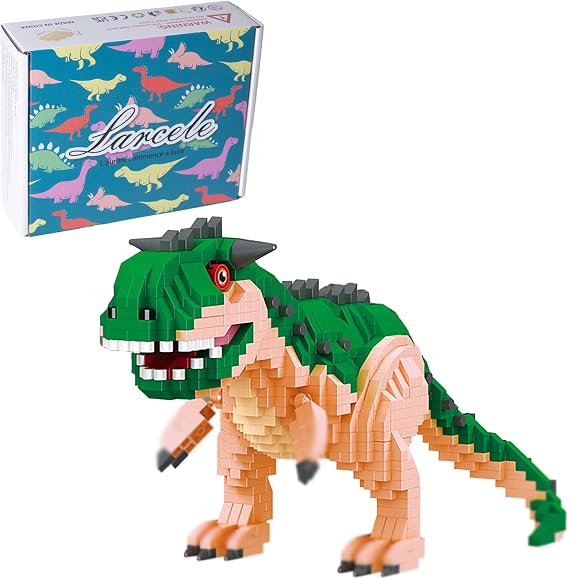 Larcele Micro Building Blocks Dinosaur Set, DIY Mini 3D Building Toy Bricks,1060 Pieces KLJM-06 (Carnotaurus)