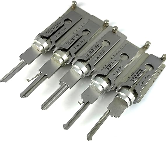 SS001 SS002 SS002R SS003 SS003R 2-in-1 Pick and Decoder,Civil Lock Opener | Professional 2-in-1 Door Lock Pick Set, 5-Piece combinations, suitable for locksmiths and pick enthusiasts