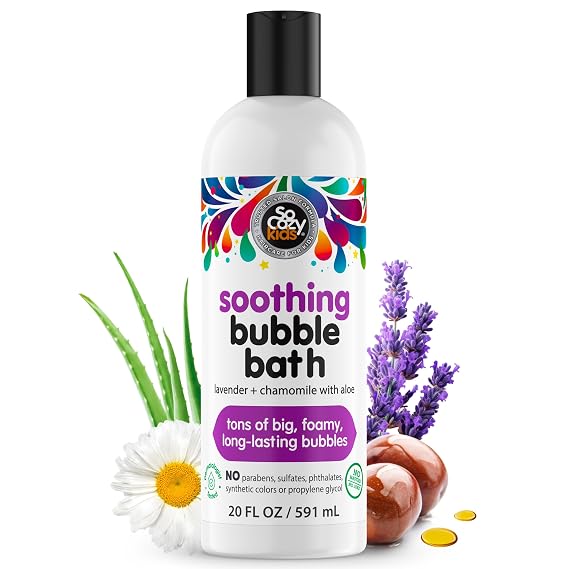 SoCozy Soothing Bubble Bath for Kids, Lavender & Chamomile, Moisturizing with Aloe Vera and Jojoba Oil, 20 FL OZ