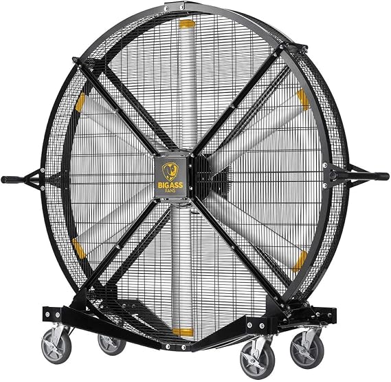 Big Ass Fans - Black Jack, 6' Indoor/Outdoor Mobile Fan with Wheels, Onboard Variable Speed Control, OSHA Compliant Steel Cage, IPX5 Rated, Pre-Assembled, Black