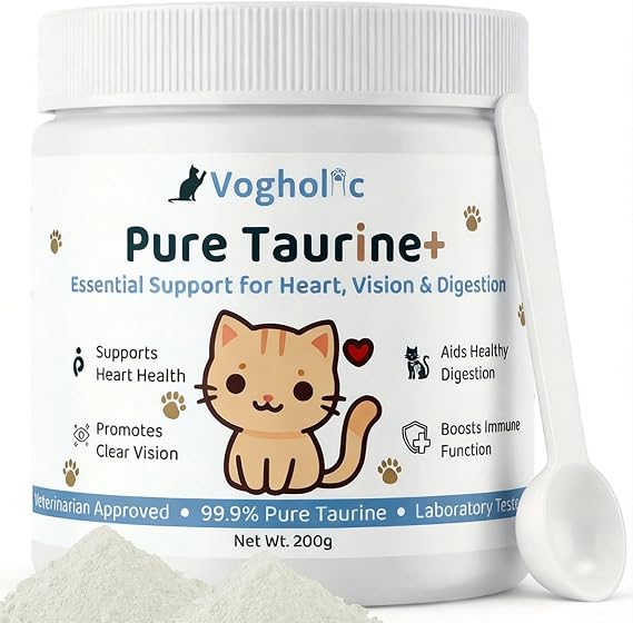 Taurine for Cats - Taurine Powder Supplement for All Ages Including Kittens - Pure Taurine for Heart Vision Vitality & Coat and Immune Health Unflavored (6oz)