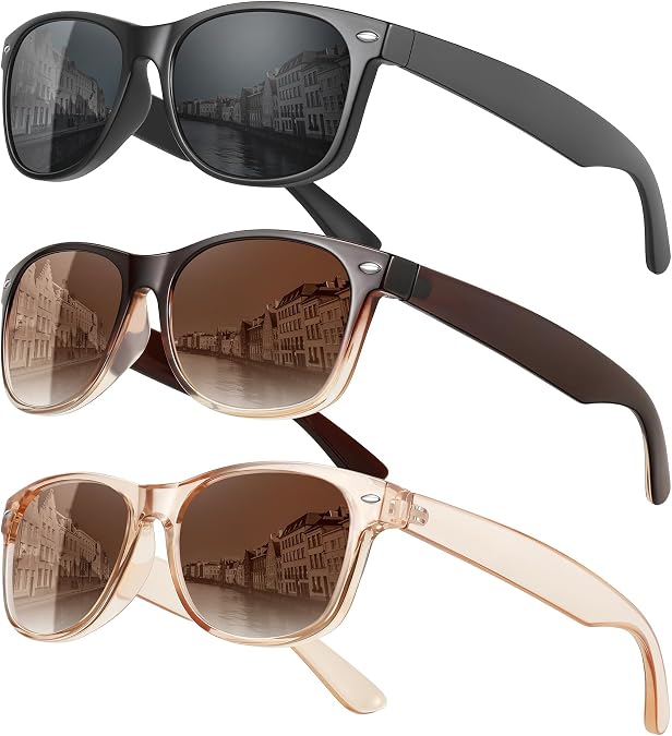 MEETSUN Classic Polarized Sunglasses for Women Men Trendy Retro Sun Glasses for Driving UV Protection (3 Pack)