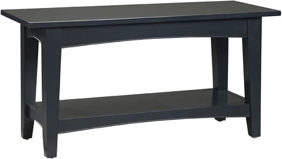 Alaterre Furniture Shaker Cottage Wood Bench with Shelf, Charcoal Gray, 36 | Solid Wood Storage Bench for Bedroom, Dining Room, Living Room, or Entryway, Space Saving Farmhouse Furniture