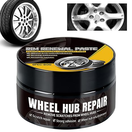 80G Car Wheel Scratch Repair Polish,Scratch Remover Kit for Car Wheel,Hub Polishing Paste,Alloy Wheel Repair,Hubcap & Rim Repair Kit,Universal Hubcap & Rim Polish for Cars,Trucks,SUVs,RVs,Motorcycles