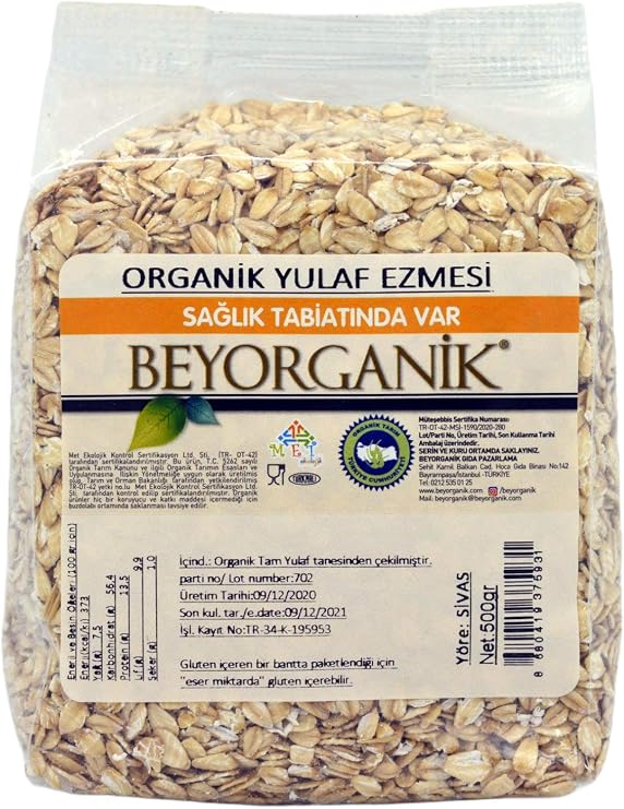 Beyorganik Organik Taze Çekilmiş Yulaf Ezmesi 500 gr