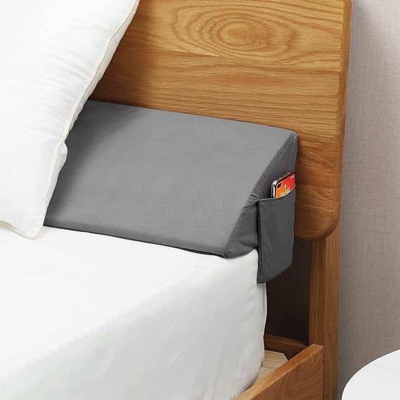 Vekkia Bed Wedge Pillow Headboard,Bed Mattress Wedge Gap Filler-King Gray