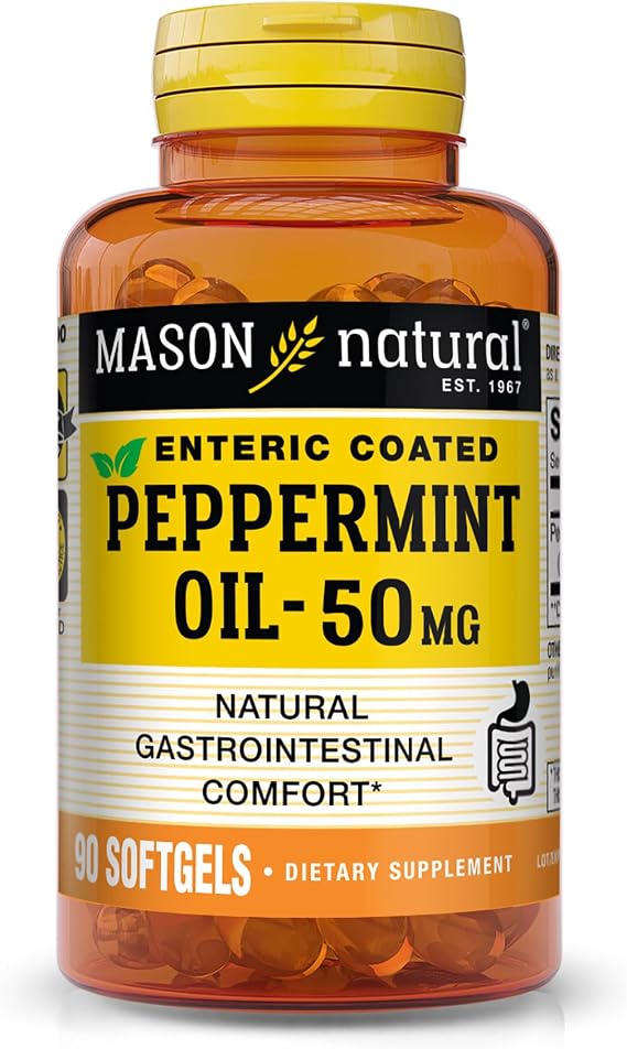 Mason Natural Peppermint Oil Enteric Coated Soft Gels, 50 mg, 90 Count