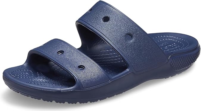 Crocs Unisex Classic Two-Strap Slide SandaLS, Navy, 10 Women/12 Men