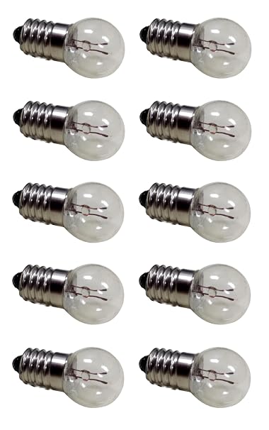 Sci-Supply Pack of 10 E10 Miniature Screw Base Light Bulbs, 1.5V / 0.3A