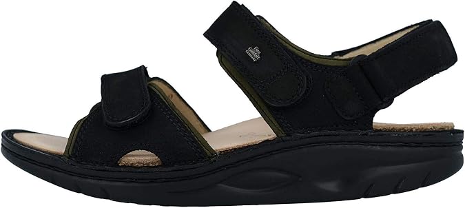 Finn Comfort Men's Yuma Ankle Strap, Black Black Olive, 9.5