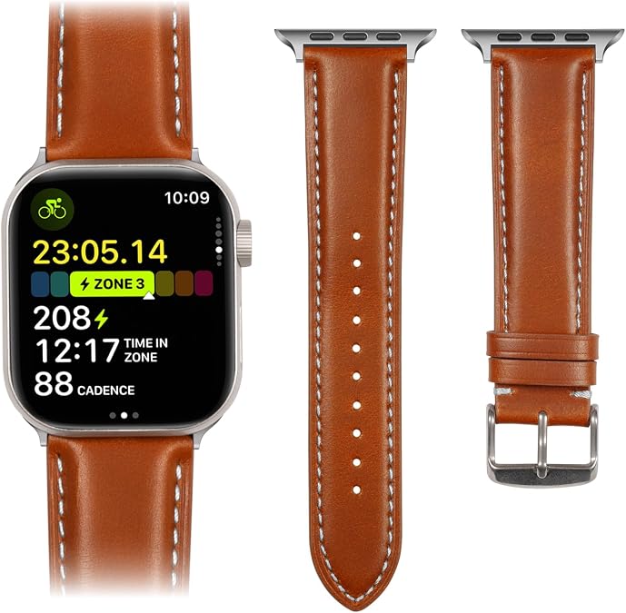 Handcrafted Full-Grain Vegetable-Tanned Leather Bands Compatible with Band for Apple Watch Ultra3/2/1 Series 11/10/9/8/7/6/5/4/3/2/1/SE3/SE2/SE/ - 38mm/42mm/42mm/44mm/45mm/46mm/49mm